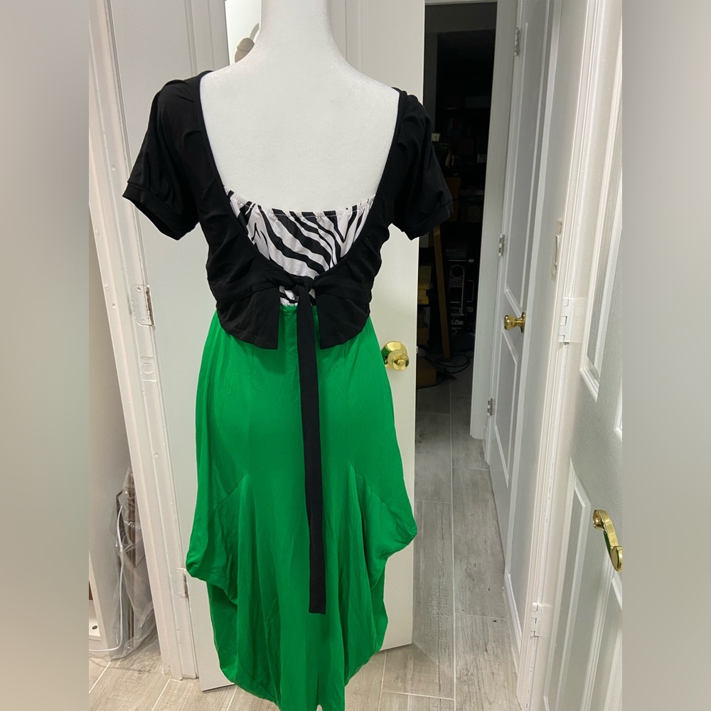 Alain Murati Green and Black Dress with Zebra Print Size M